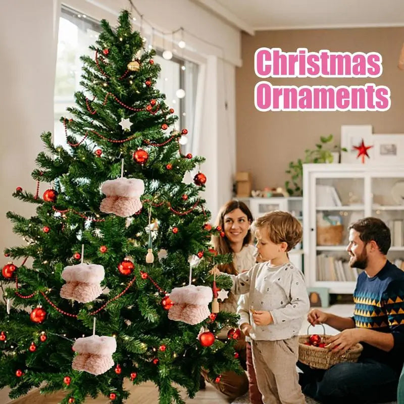 Christmas Plush Ornaments Party Home Ornament Decoration Accessories For Christmas Trees Cute Boot Pendant Christmas Tree Small