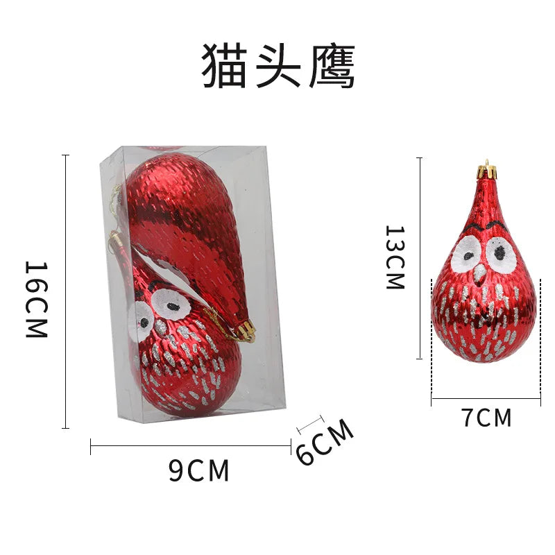 New Christmas Decorations Electroplated Ornaments Special-Shaped Balls Home Plastic Acorns Pinecones Owls Spinning Orbs Hanging