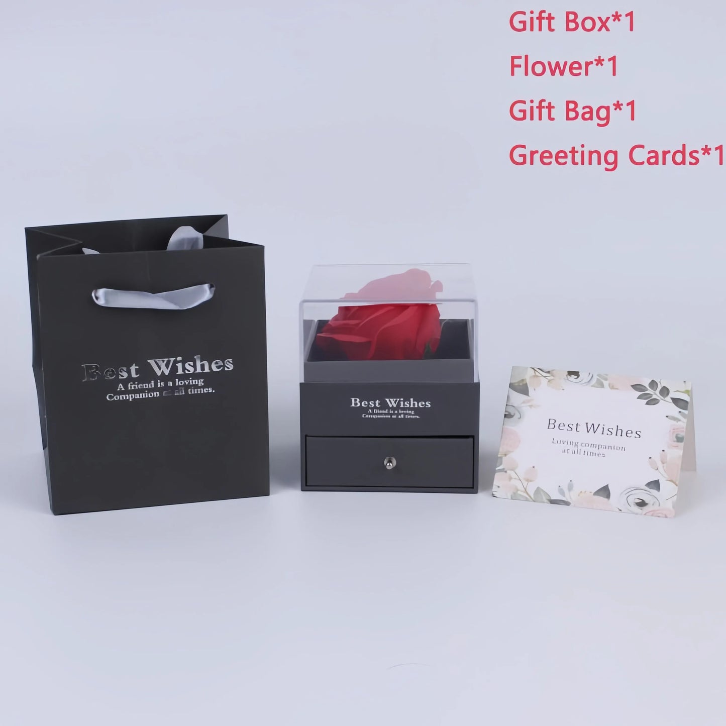 Women's Holiday Gifts Eternal Red Rose With Heart Necklace Flower Lipstick Gift For Mom Girlfriend Birthday From Daughter Sons