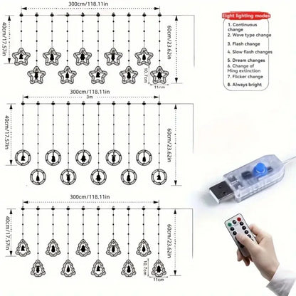 Christmas Led Decorative Lights Strip Star Curtain Lights Christmas Tree Lights String Festival Atmosphere Lights For Room Garde