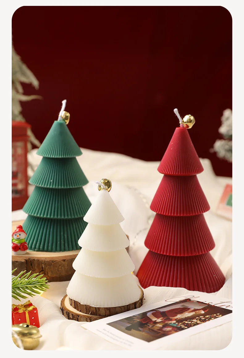 Christmas Tree Candle for Festive Decor  Red Green Home Decorative Candle for Holiday Celebrations New Year's Decor