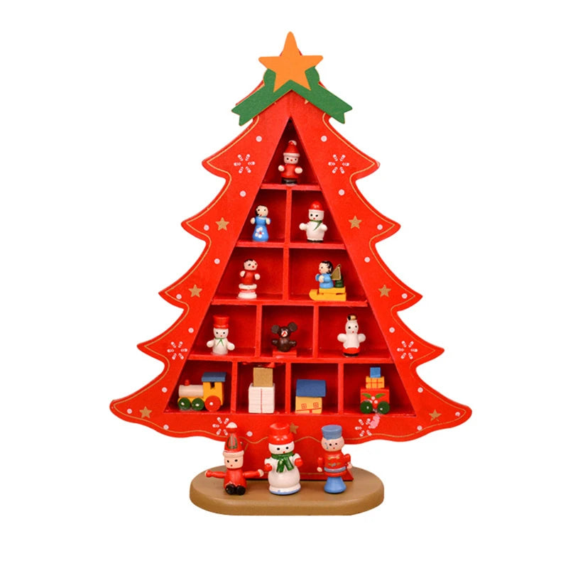 Christmas Decorations DIY Wooden Xmas Tree Table Desktop Ornaments Wood 3D Christmas Tree Craft For Navidad New Year Kids Gifts