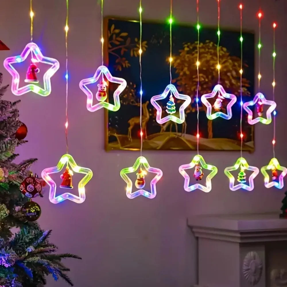 Christmas Led Decorative Lights Strip Star Curtain Lights Christmas Tree Lights String Festival Atmosphere Lights For Room Garde