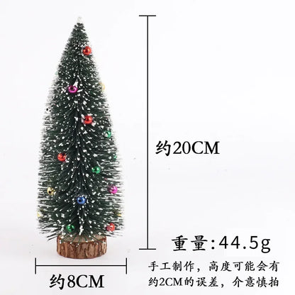 Christmas Tree Mini Tree with Wood Base Diy Crafts Home Table Top Decor Xmas Wooden Pendants for New Year Home Decoración