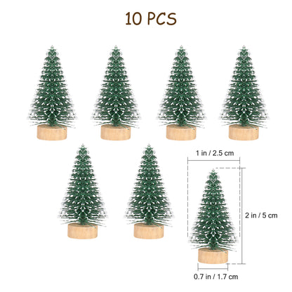 Christmas Tree Ornaments Decorations Mini Hoiday Trees Crafts Snow Frost Bamboo Artificial Indoor Fake Pine Holiday